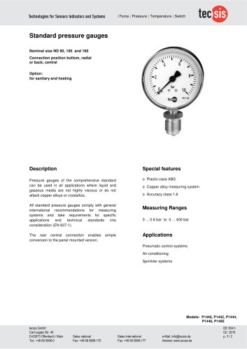 Standard pressure gauges