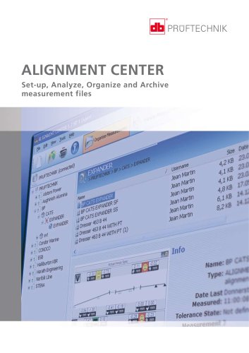 ALIGNMENT CENTER - Set-up, Analyze, Organize and Archive measurement files