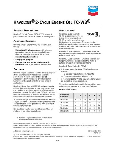 HAVOLINE&reg; 2-CYCLE ENGINE OIL TC-W3&reg;