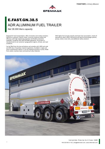 Efemmak E.FAST.GN.38.5 ADR Aluminum Fuel Trailer Brochure