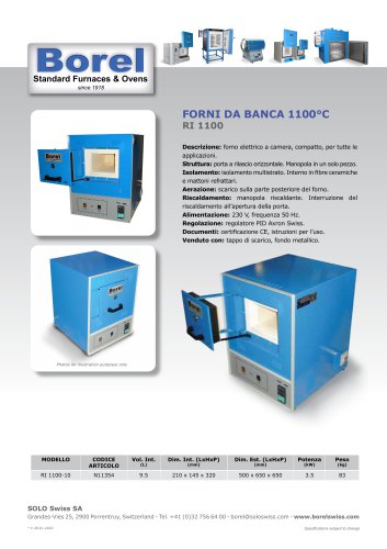 Forni da banca 1100°C - RI 1100