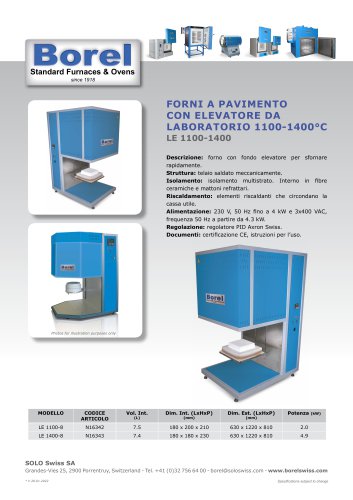 Forni con fondo elevatore 1100-1400°C - LE 1100-1400