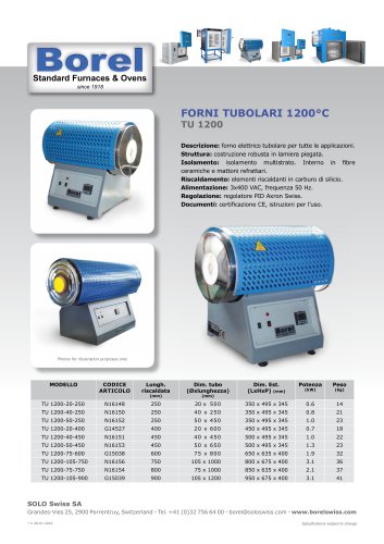 Forni tubolari 1200°C - TU 1200