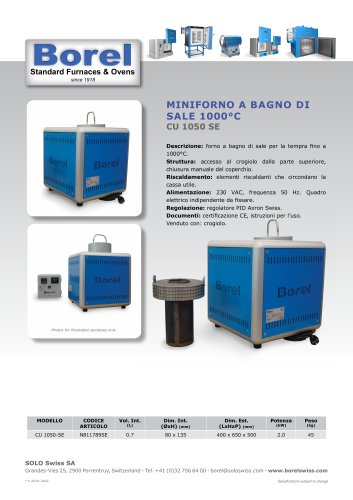 Forno a bagno di sale 1050°C - CU 1050 SE