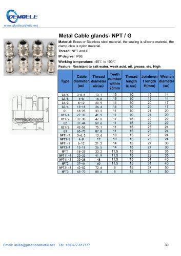 DEMOELE- Metal Cable glands- NPT  G