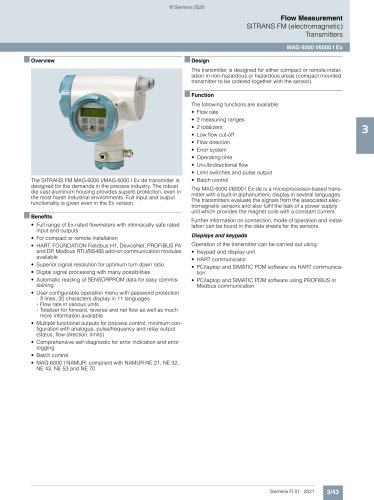 SITRANS FM (electromagnetic) Transmitters