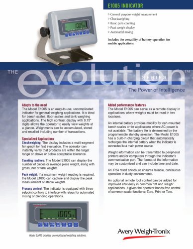 Model E1005  for bench scales, floor scales and tank weighing applications