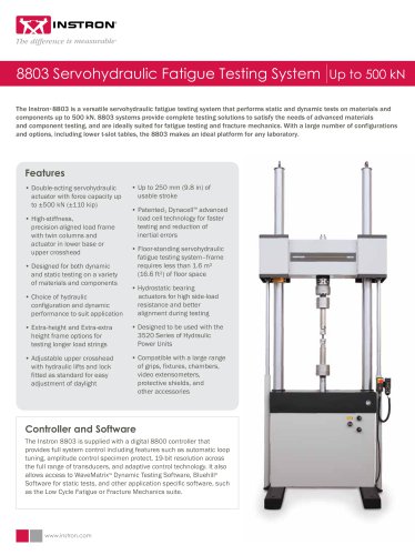 8803 Servohydraulic Fatigue Testing System