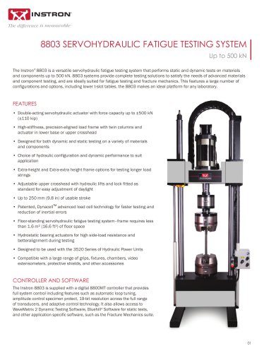 8803 SERVOHYDRAULIC FATIGUE TESTING SYSTEM