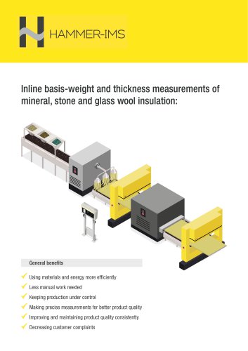 Inline basis-weight and thickness measurements of mineral, stone and glass wool insulation: