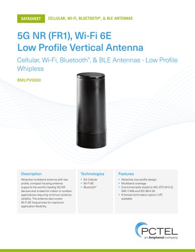 5G NR (FR1), Wi-Fi 6E   Low Profile Vertical Antenna
