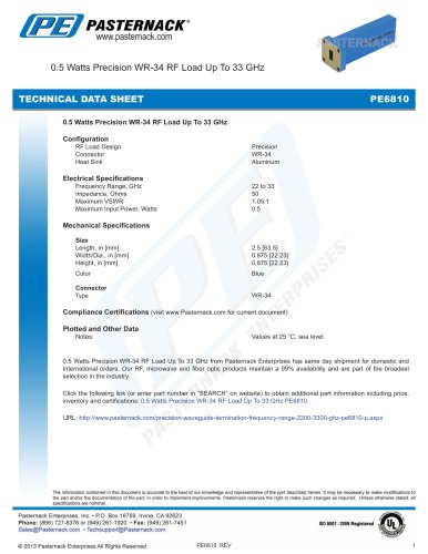 0.5 Watts Precision WR-34 RF Load Up To 33 GHz