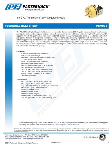 60 GHz Transmitter (Tx) Waveguide Module