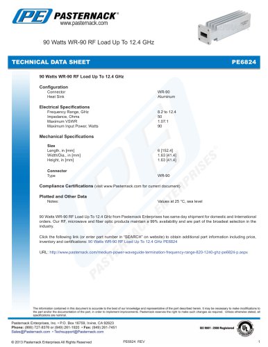 90 Watts WR-90 RF Load Up To 12.4 GHz