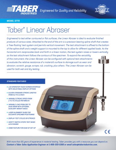 Taber Linear Abraser - Model 5770