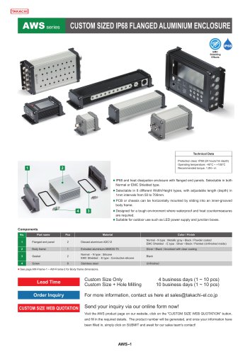 Custom Sized IP68 Flanged Aluminium Enclosure - AWS series
