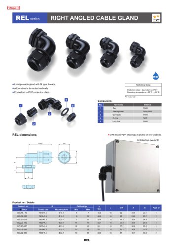 RIGHT ANGLED CABLE GLAND - REL series