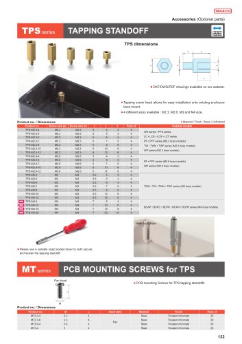 Tapping Standoff & Mounting Screws - TPS・MT series