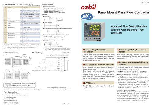 Panel Mount Mass Flow Controller MPC