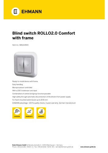 Blind Switch ROLLO2.0 Comfort with frame