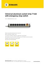 Universal aluminum socket strip 7-fold with emergency stop switch