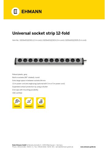 Universal socket strip-12 fold