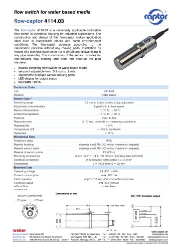 Data sheet flow-captor 4114.03