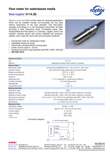 Data sheet flow-captor 4114.30