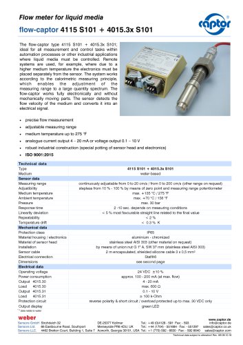 Data sheet flow-captor 4115 S101+ 4015.3x S101