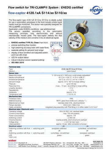 Data sheet flow-captor 4120.1xA S114/xx S110/xx