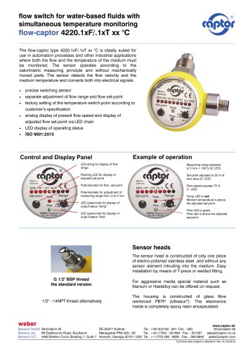 Data sheet flow-captor 4220.xxF/xxT xx°C