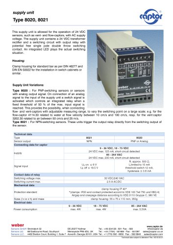 Data sheet supply unit 802x