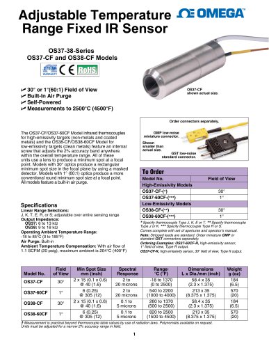 Adjustable Temperature  Range Fixed IR Sensor