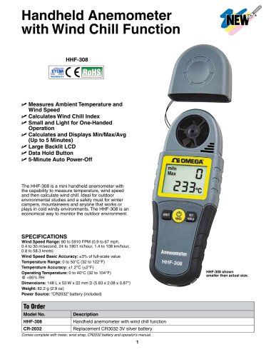 Handheld Anemometer with Wind Chill Function