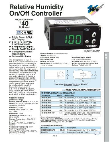 Relative Humidity On/Off Controller RHCN-7000 Series