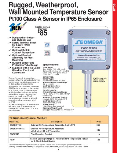  Rugged, Weatherproof, Temperature Sensor EWSE