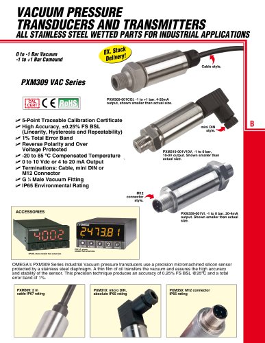 VACUUM PRESSURE TRANSDUCERS AND TRANSMITTERS