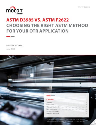 Comparison of ASTM D3985 vs. F2622 Methods