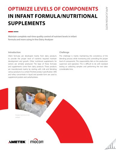 Optimize Levels of Components In Infant Formula/Nutritional Supplements