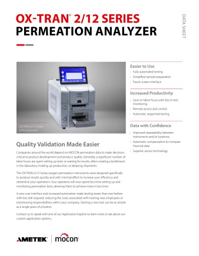 OX-TRAN 2/12 Series OTR Permeation Analyzer