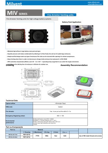 Fire Arrestor Vent for battery pack