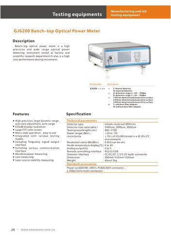 6200 Bench-top Optical Power Meter