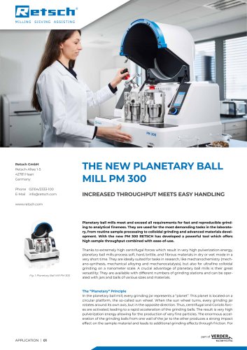 THE NEW PLANETARY BALL MILL PM 300