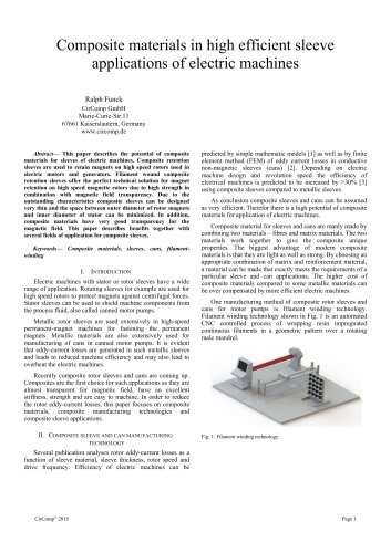 Composite materials in high efficient sleeve applications of electric machines