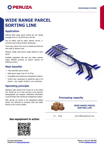 WIDE RANGE PARCEL SORTING LINE