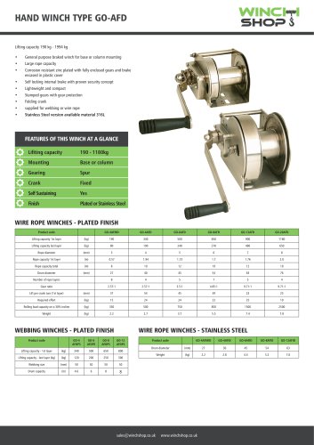 HAND WINCH TYPE GO-AFD