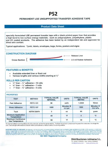 PERMANENT LSE UNSUPPORTED TRANSFER ADHESIVE TAPE