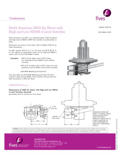 1600 Air Motor with High and Low NEMA 4 Limit Switches