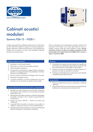 Cofanatura acustica modulareGamma 275 – 330 kVA