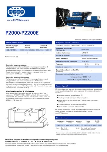 P2000- P2200E Open Generator Set